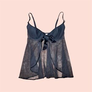 Black Open Front Babydoll